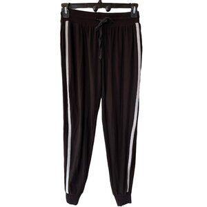 Derek Heart sweatpants Casual Jogger Pants Black White Side Stripes Baggy Sz S